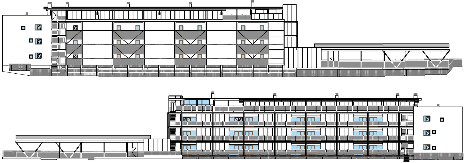 Alzado noroeste y sureste